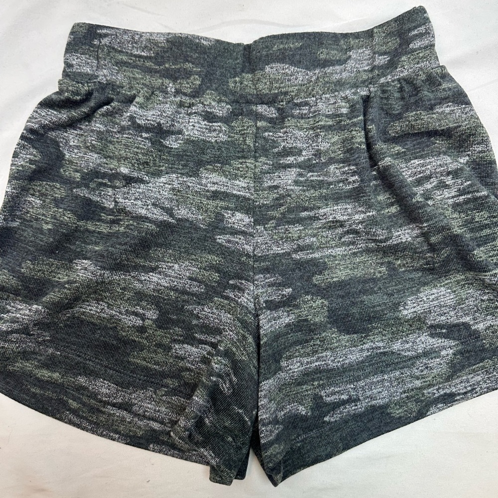 Sanctuary Green & Gray Camouflage Knit Athletic Shorts XS